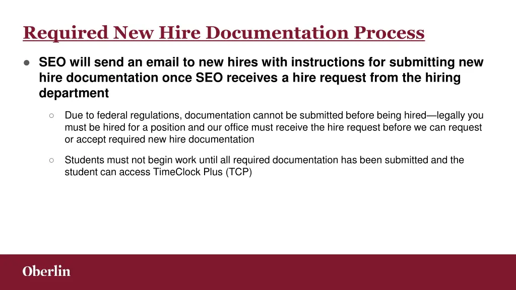 required new hire documentation process