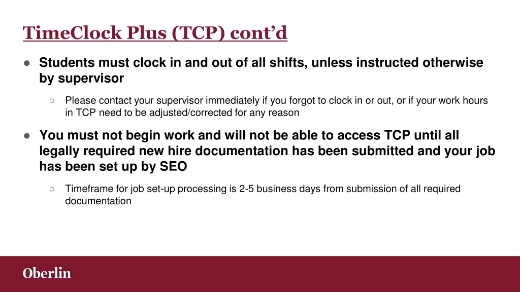 timeclock plus tcp cont d