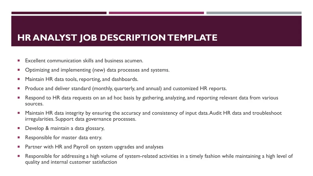hr analyst job description template
