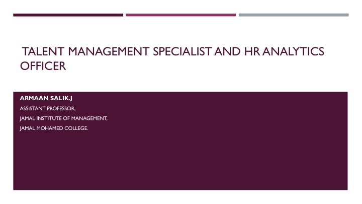 talent management specialist and hr analytics