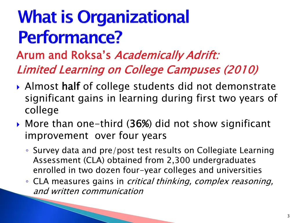arum and limited learning almost half significant