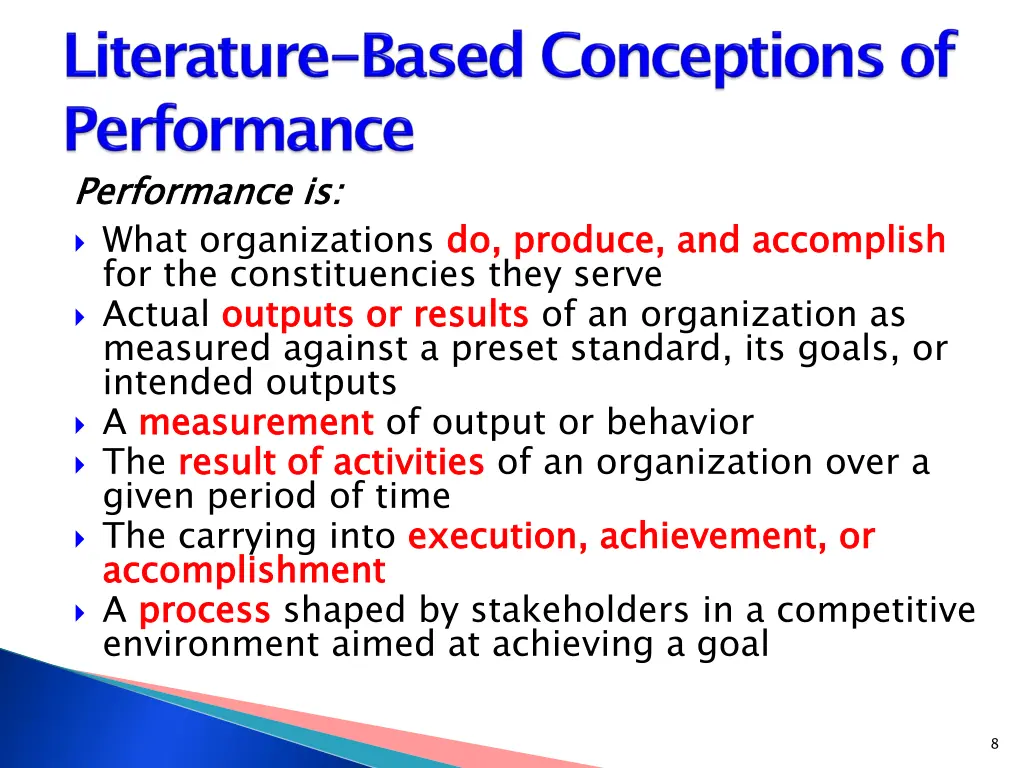 performance is what organizations do produce