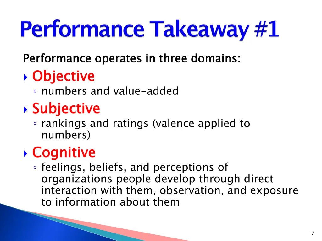 performance operates in three domains objective