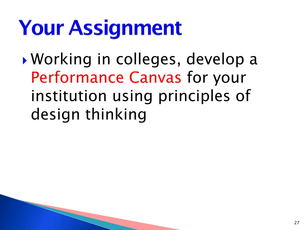 working in colleges develop a performance canvas