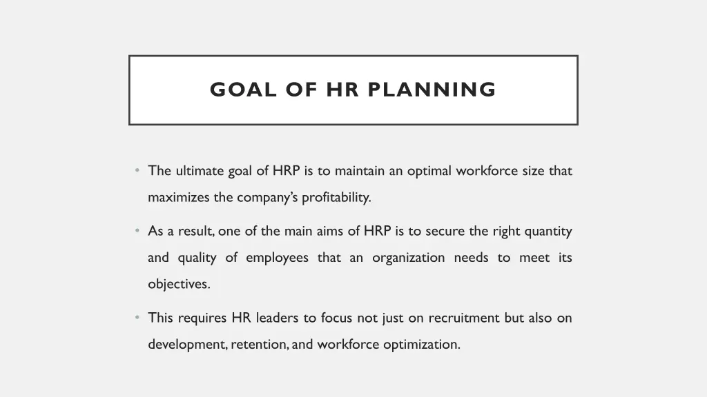 goal of hr planning