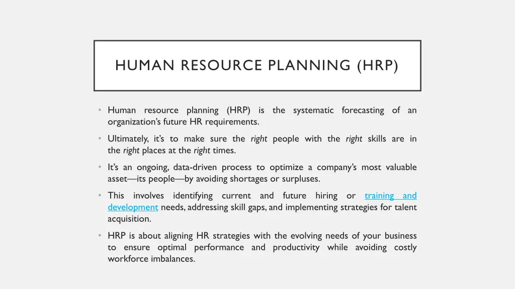 human resource planning hrp