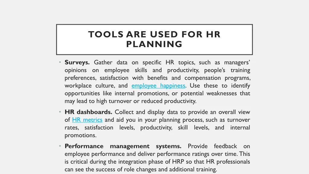 tools are used for hr planning