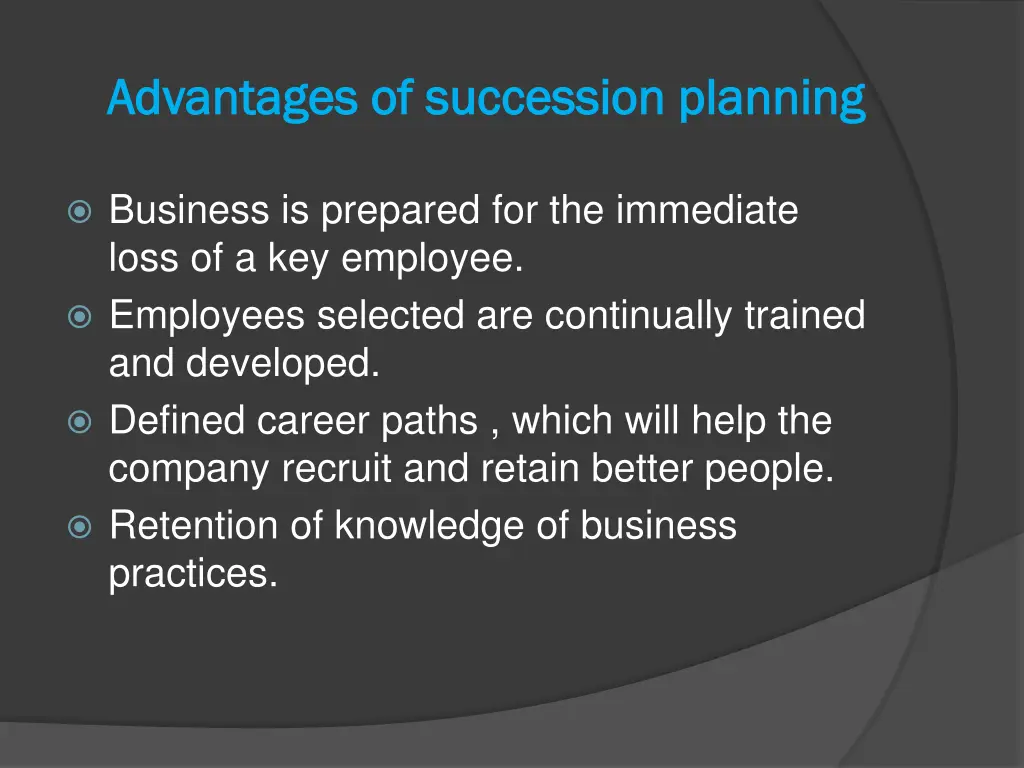 advantages of succession planning advantages