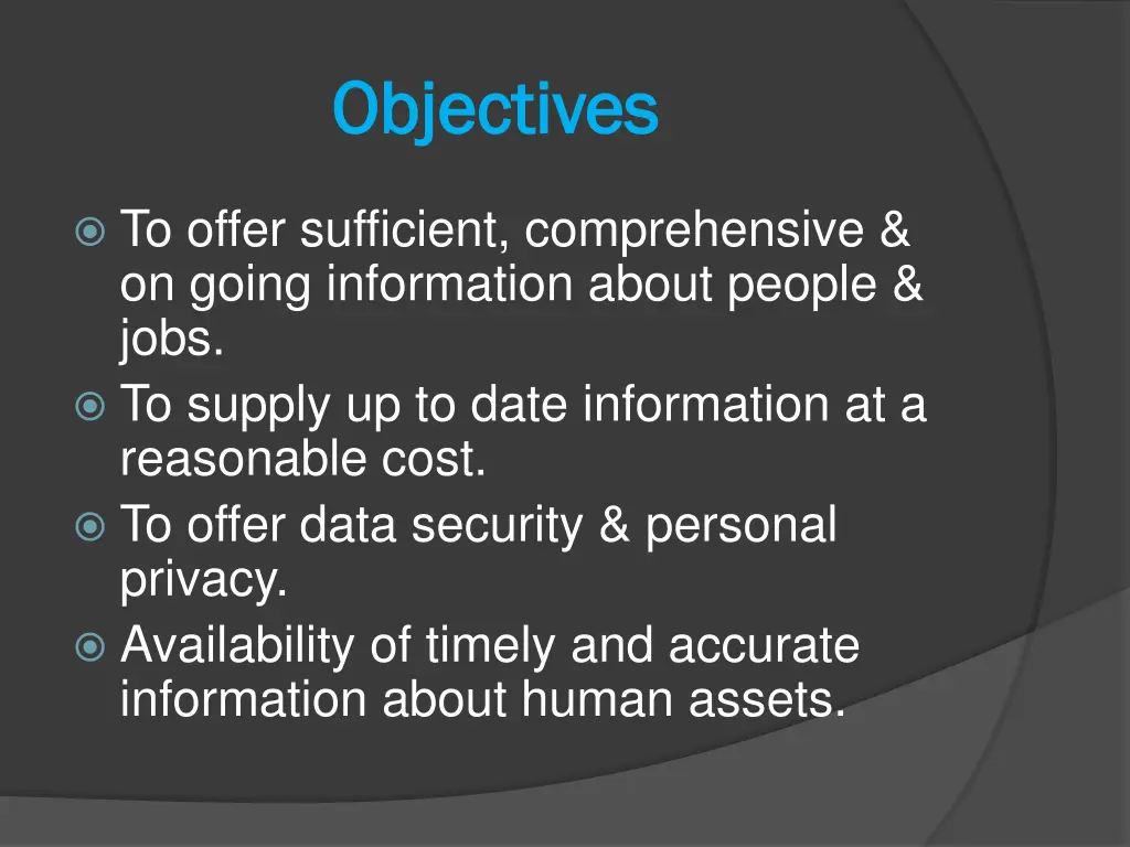 objectives objectives