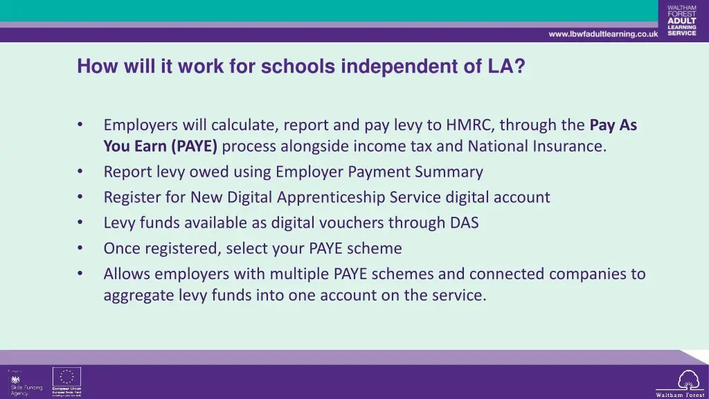 how will it work for schools independent of la