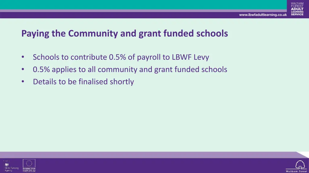 paying the community and grant funded schools