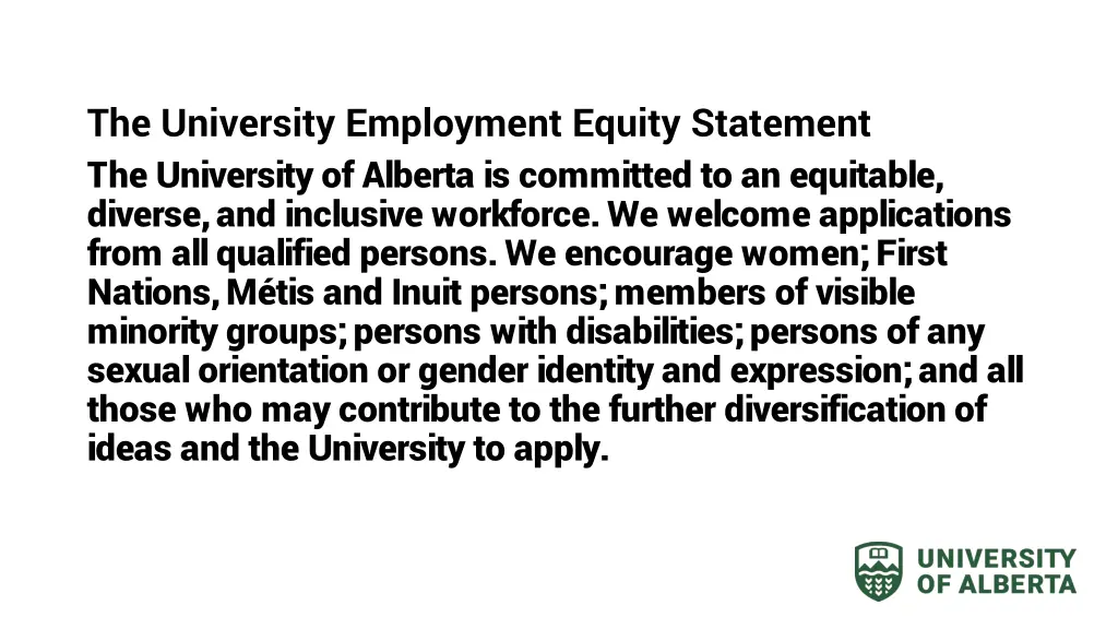 the university employment equity statement