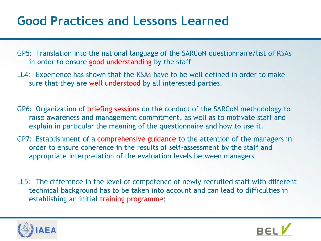 good practices and lessons learned 1