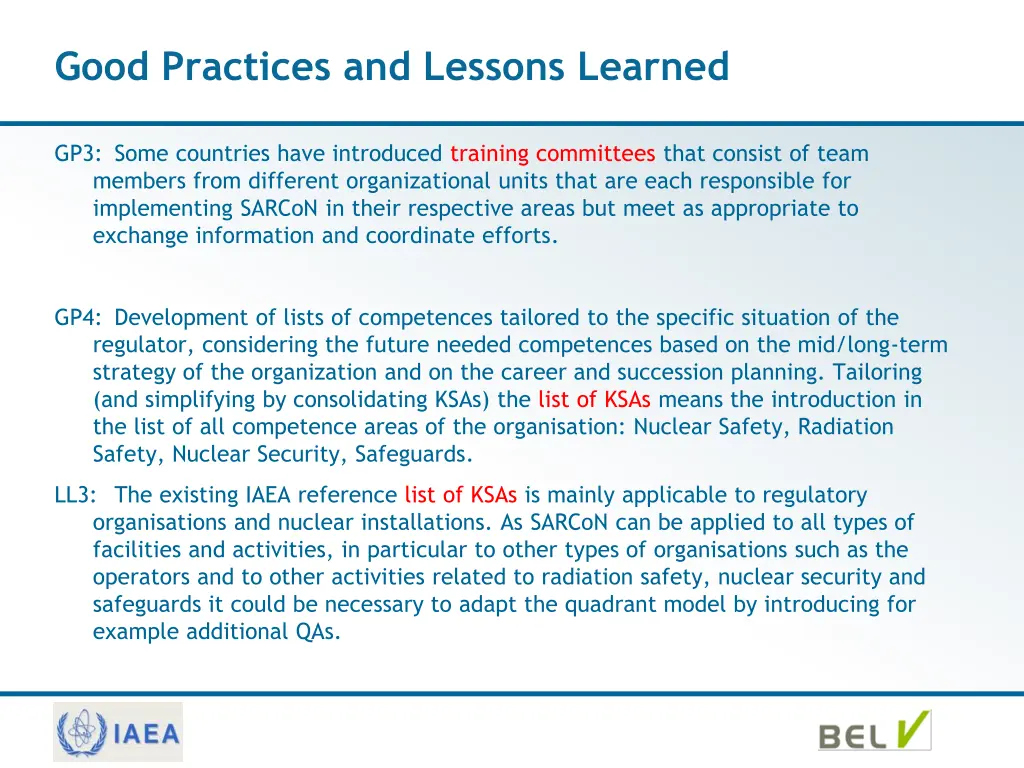 good practices and lessons learned