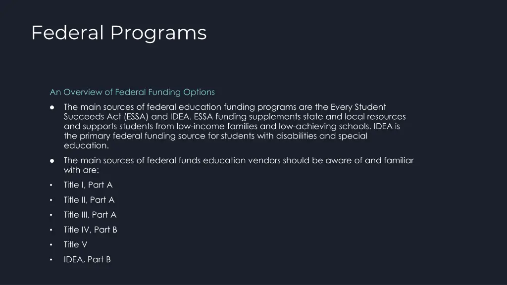 federal programs