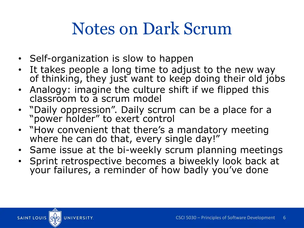 notes on dark scrum