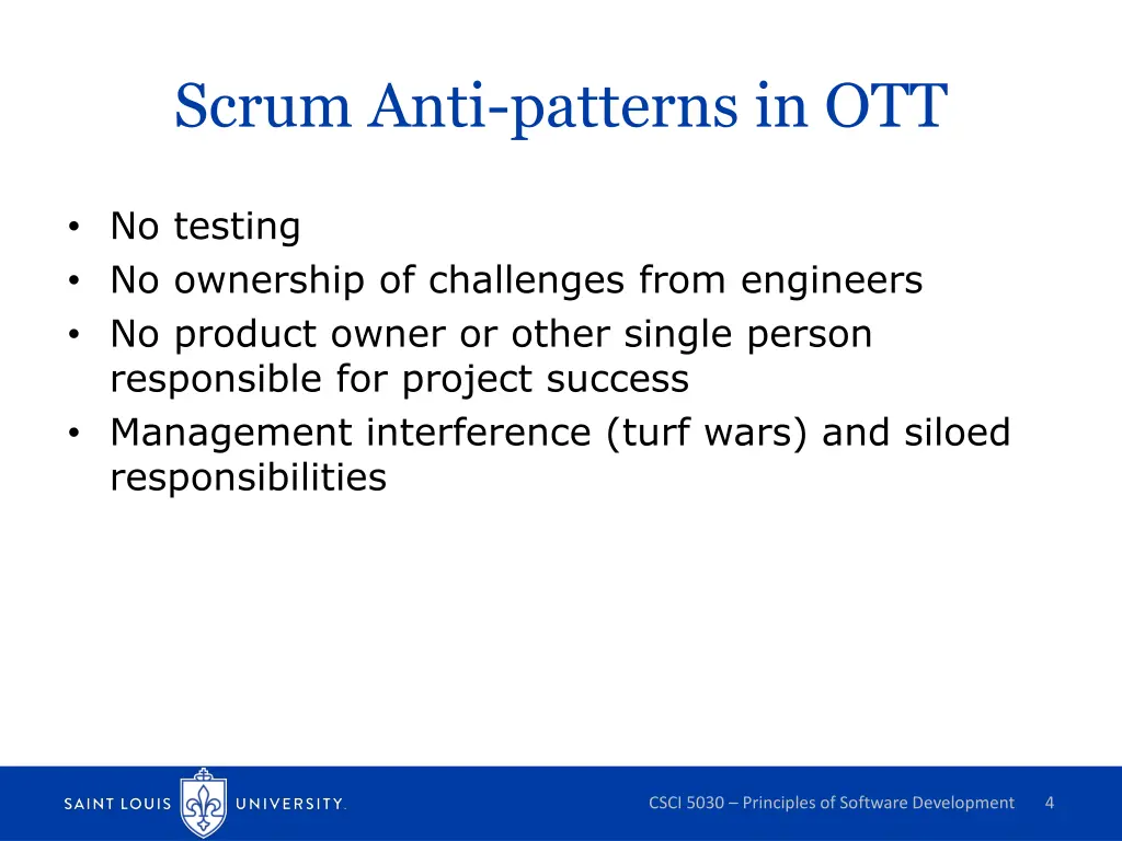 scrum anti patterns in ott