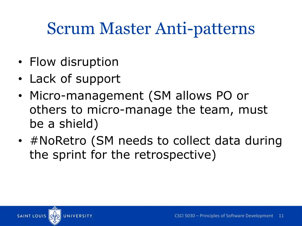 scrum master anti patterns