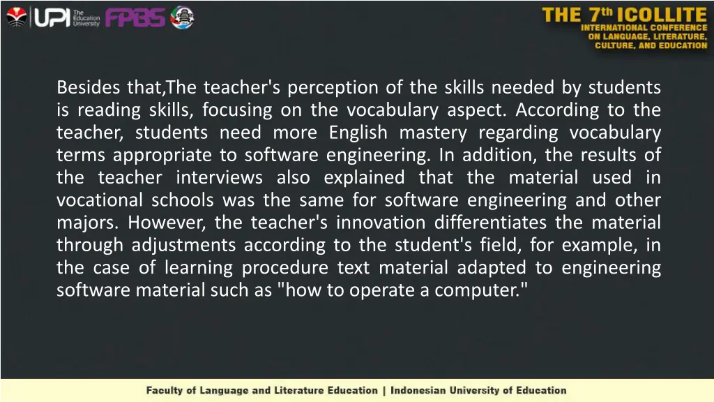 besides that the teacher s perception