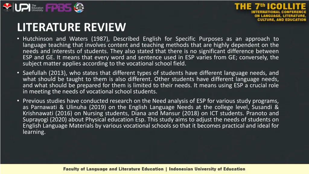 literature review hutchinson and waters 1987