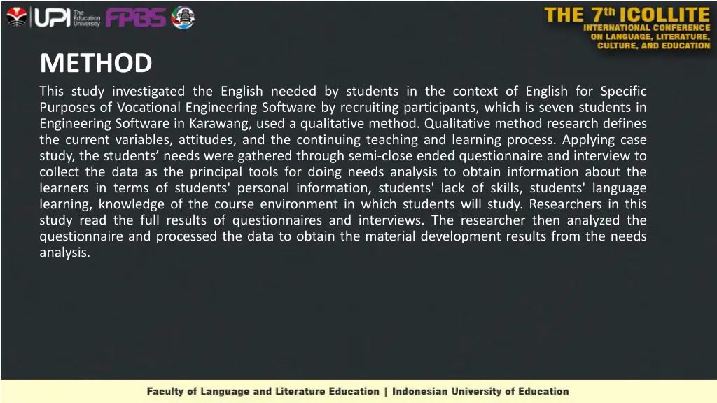 method this study investigated the english needed