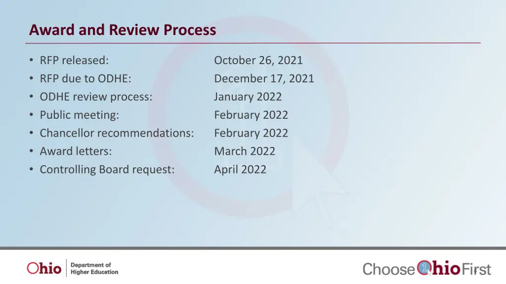 award and review process