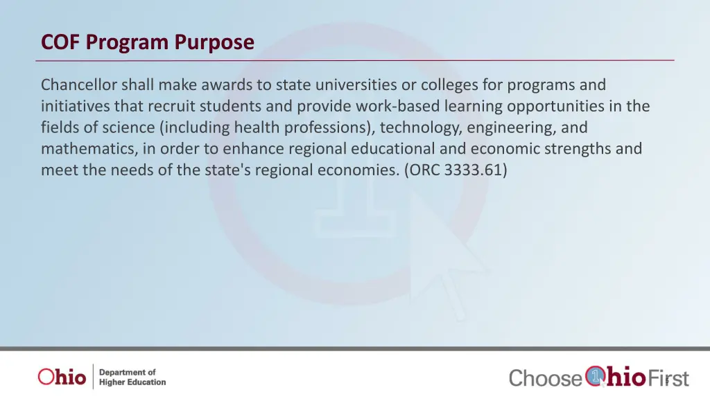 cof program purpose