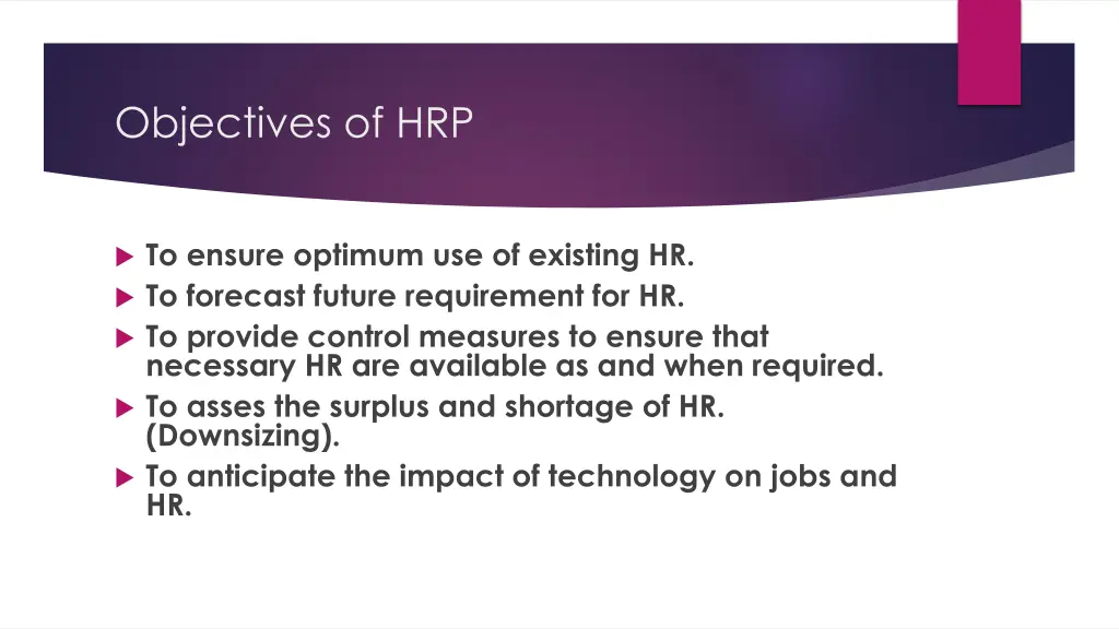 objectives of hrp