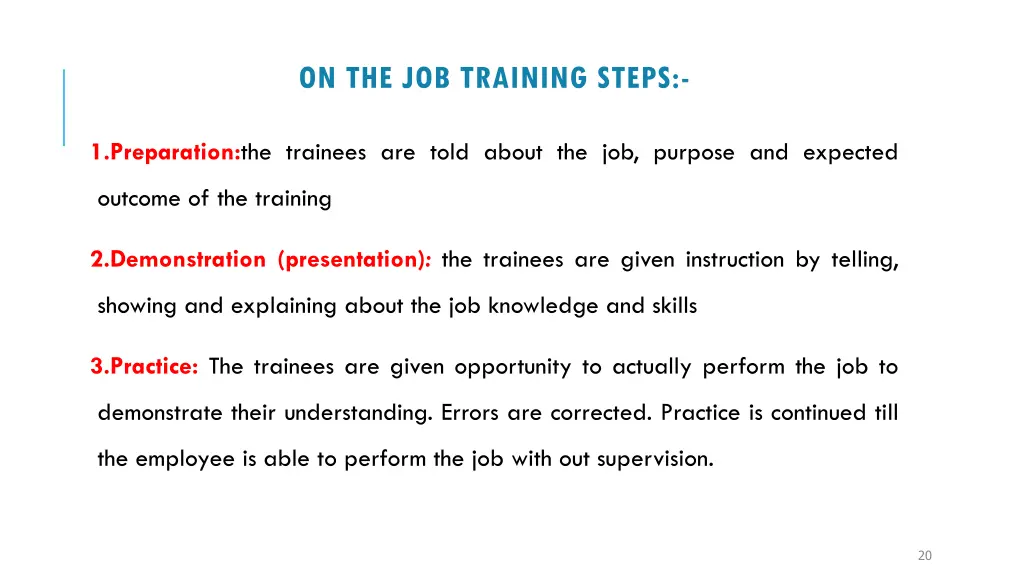 on the job training steps