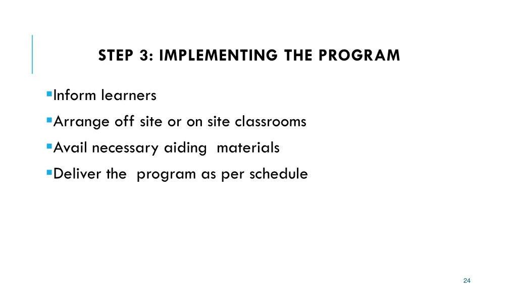 step 3 implementing the program