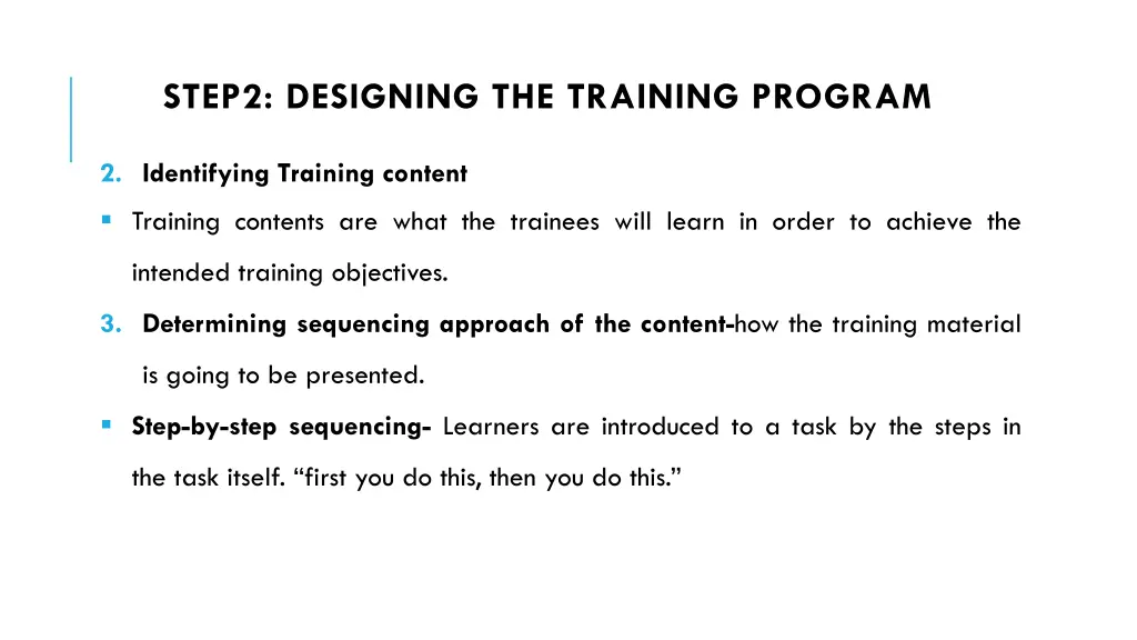 step2 designing the training program 1