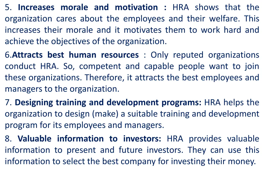 5 increases morale and motivation hra shows that