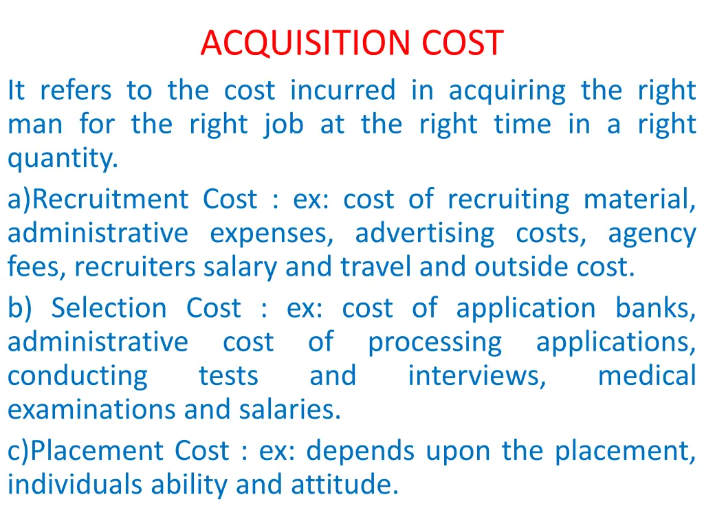 acquisition cost