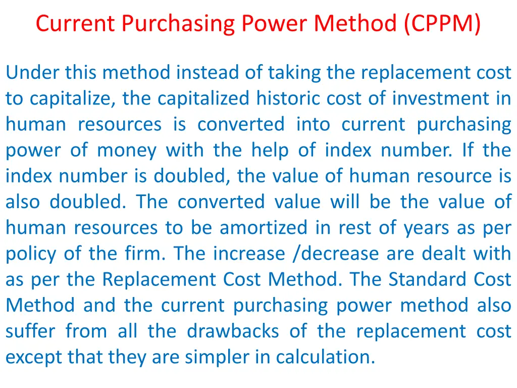 current purchasing power method cppm under this