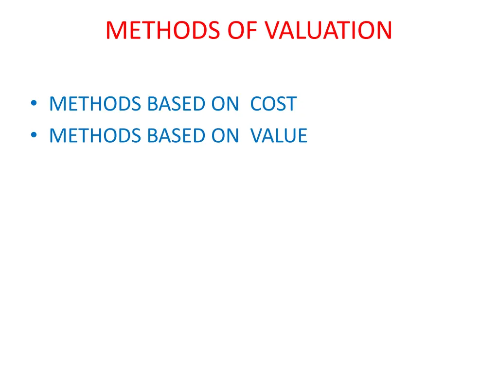 methods of valuation