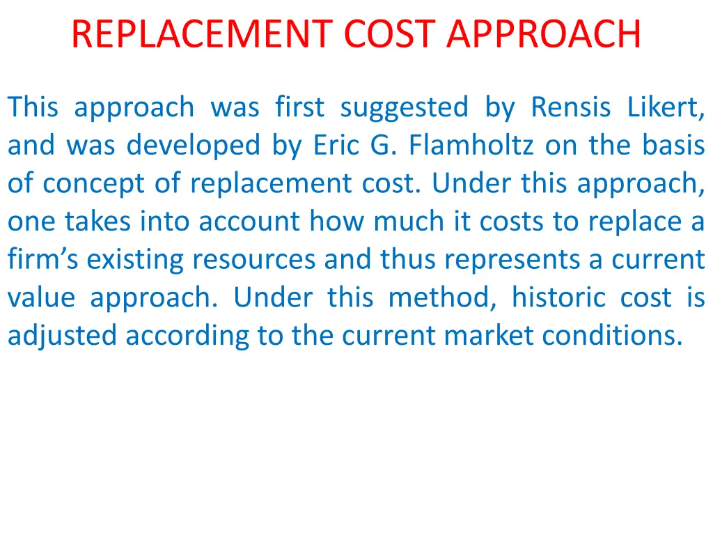 replacement cost approach