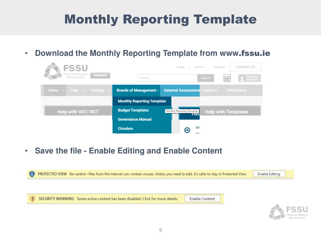 monthly reporting template