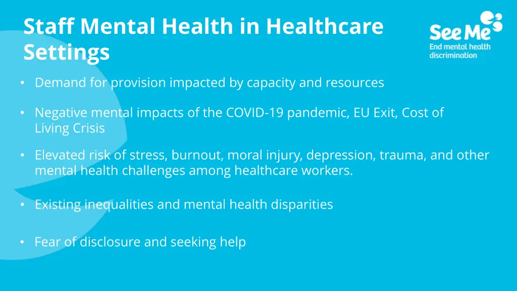 staff mental health in healthcare settings