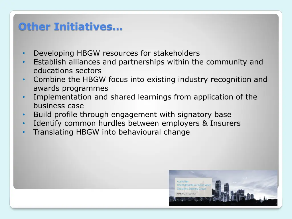 other initiatives