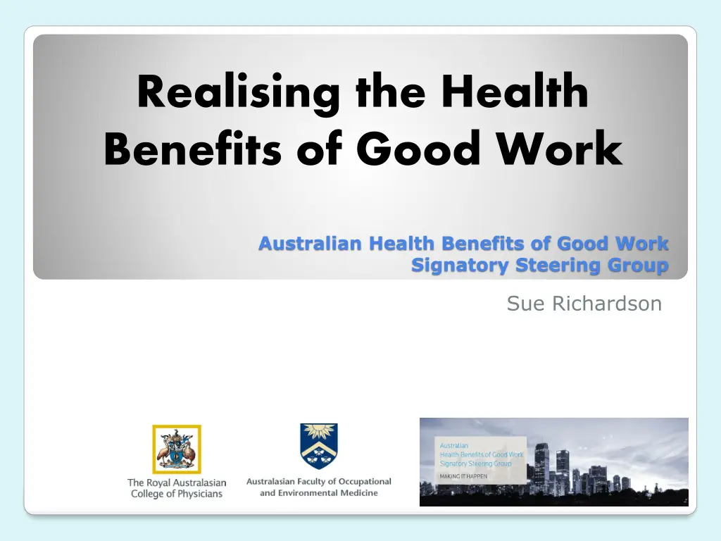 realising the health benefits of good work 2