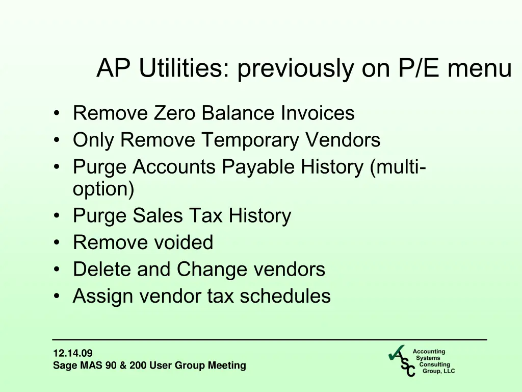 ap utilities previously on p e menu