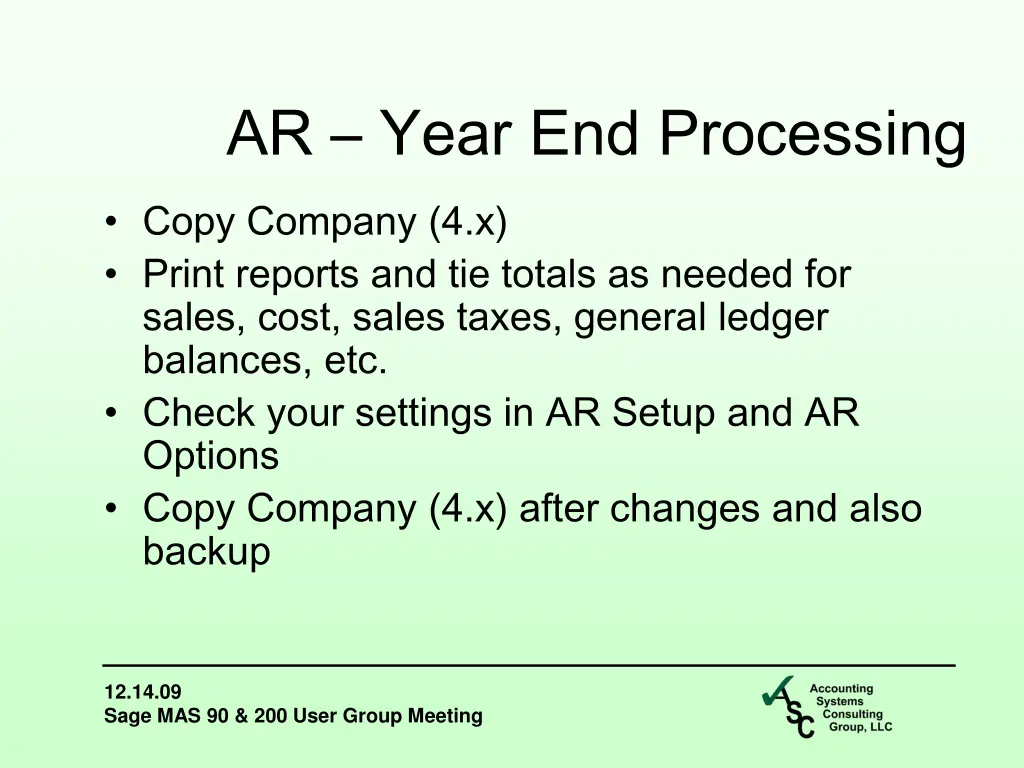 ar year end processing