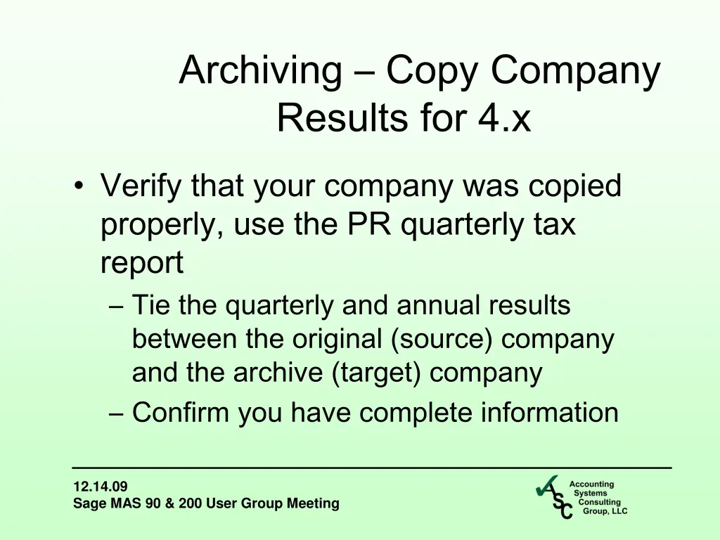 archiving copy company results for 4 x