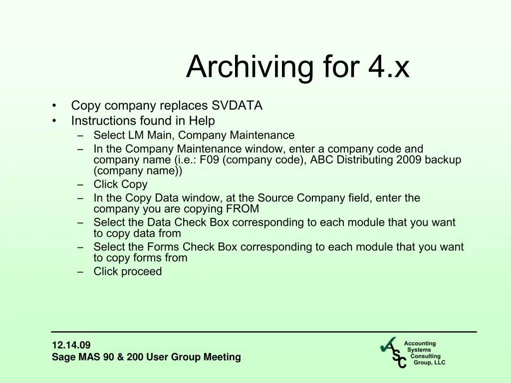 archiving for 4 x