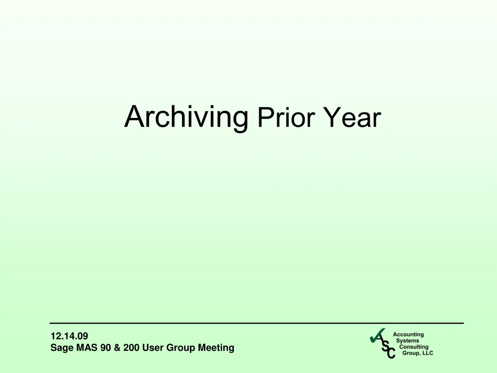 archiving prior year