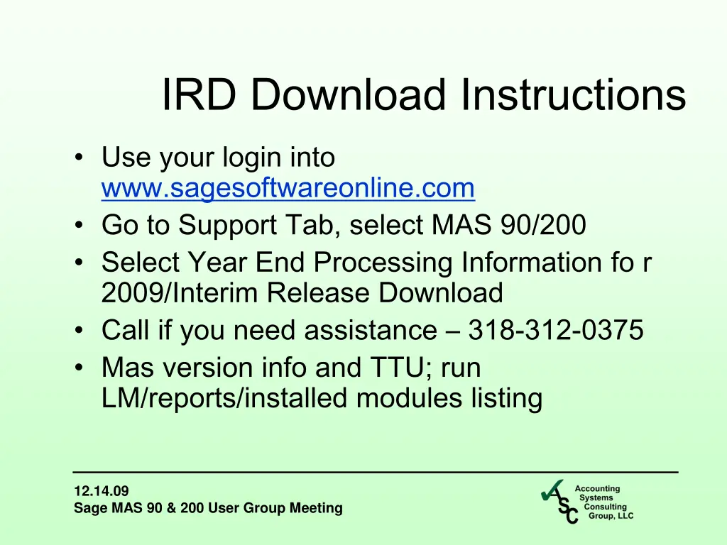 ird download instructions
