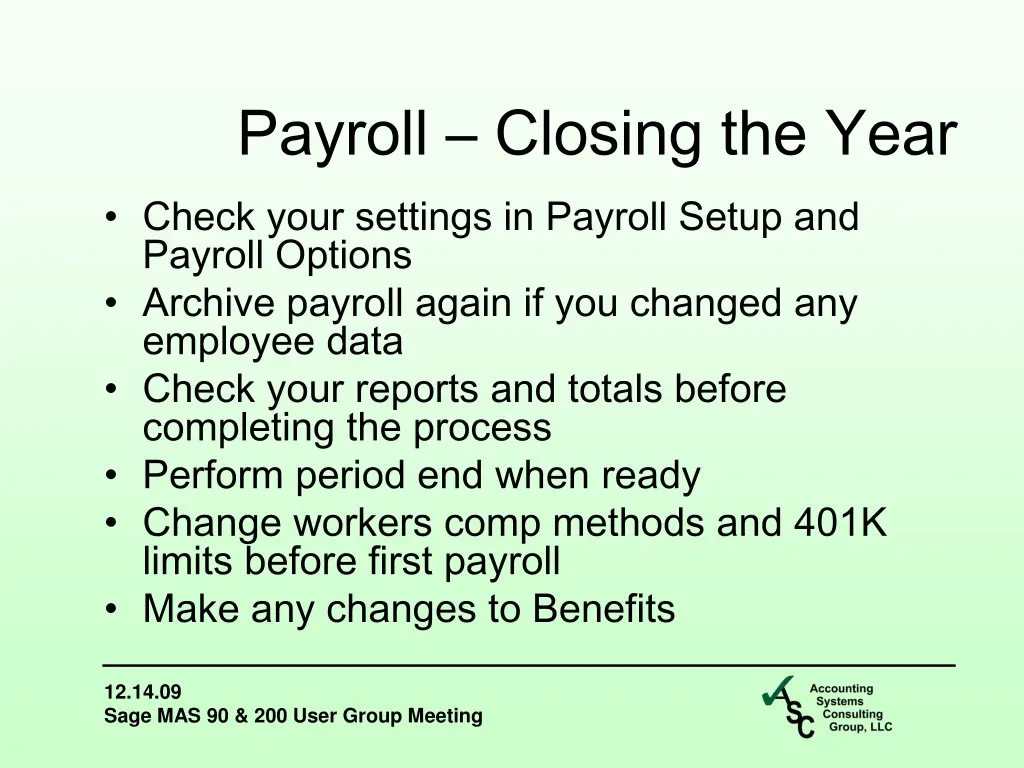 payroll closing the year