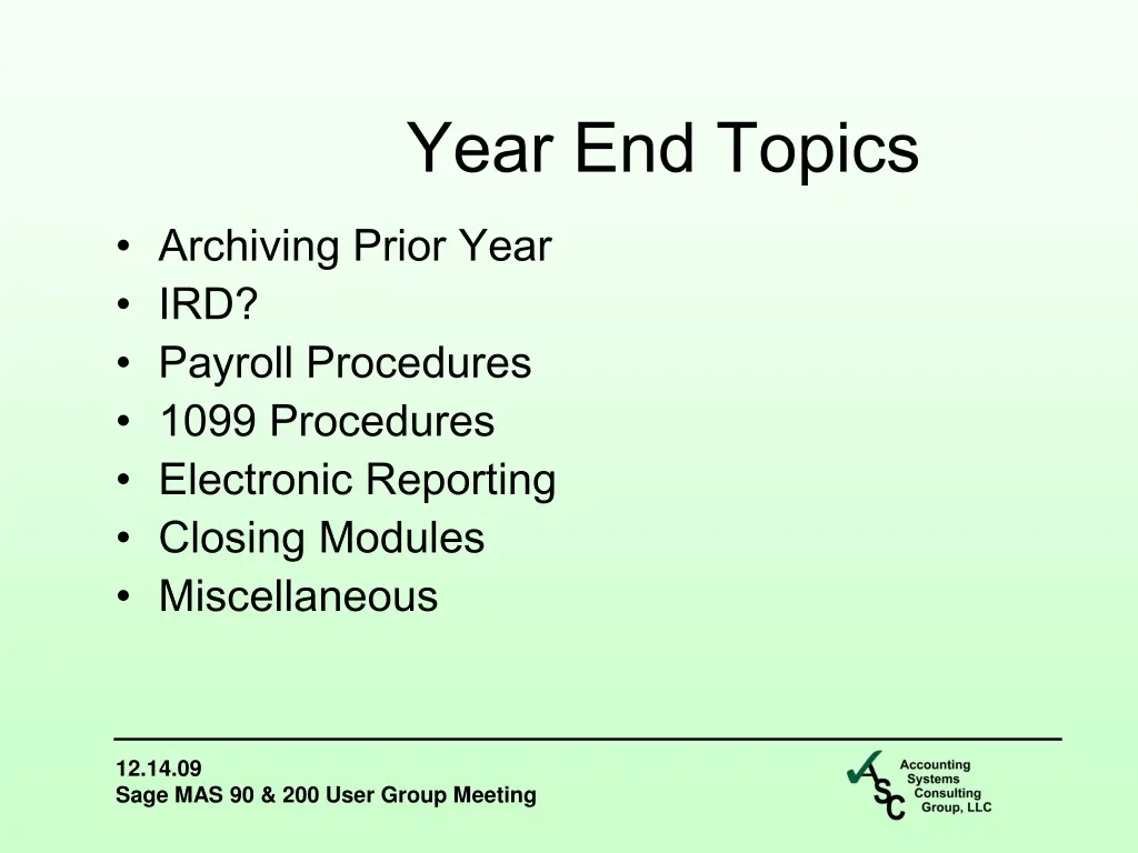 year end topics