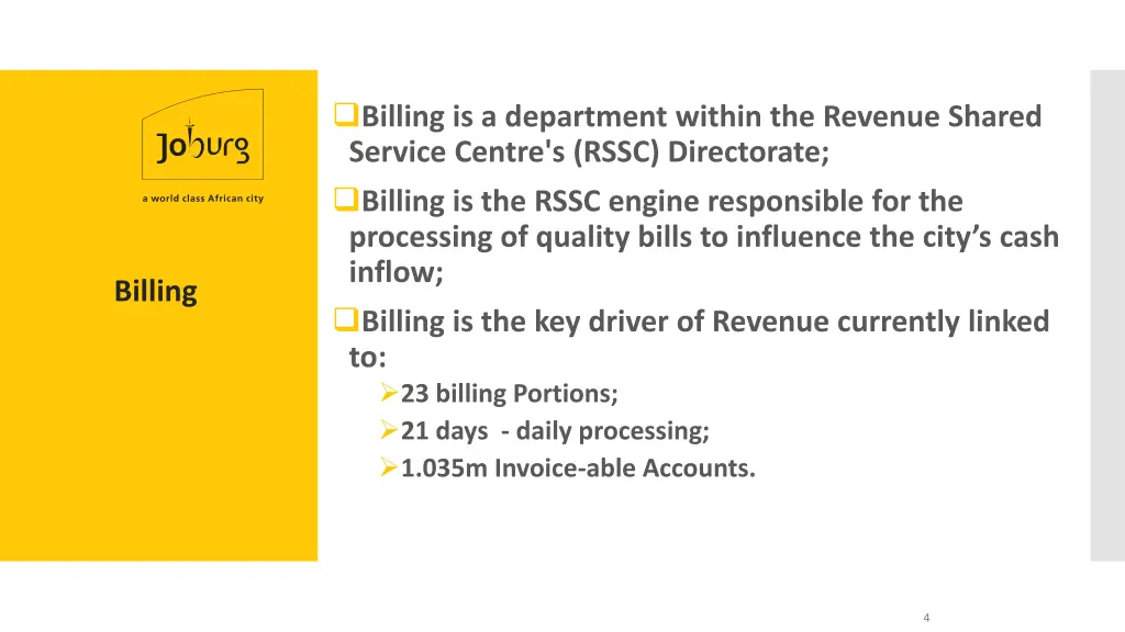 billing is a department within the revenue shared