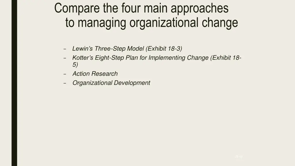compare the four main approaches to managing